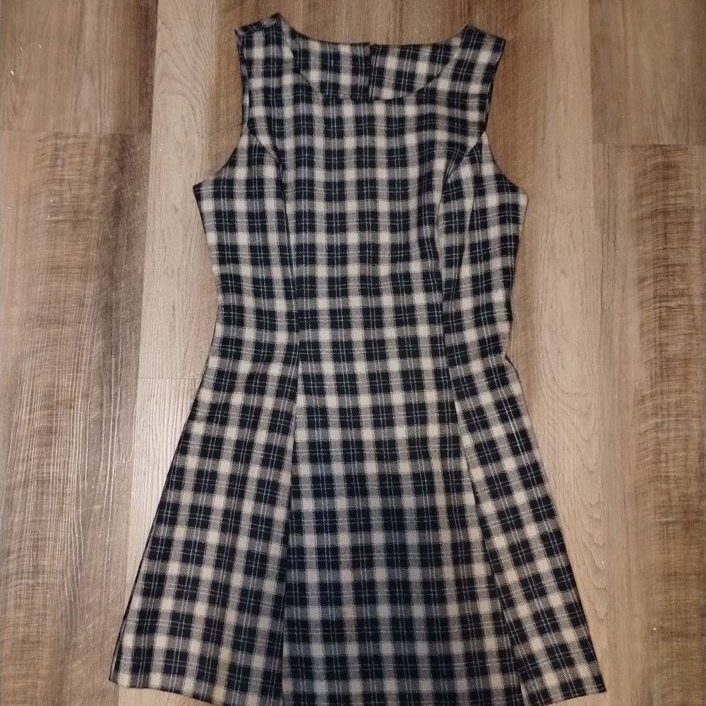 Alyn Paige Black and Cream Checkered Mini Dress